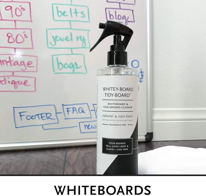 | Whiteboard & Chalkboard Cleaner Spray & Micro-Fiber Cloth Kit, Natural & Non-Toxic, Fragrance Free/Unscented, Includes Micro-Fiber Cleaning Cloth, Restores Boards, 12 Ounce
