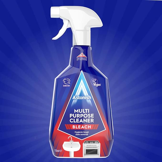 Astonish Multi Purpose Cleaning Spray 3 Pack With The Power Of Bleach - All Purpose Cleaning Solution Removes Heavy Duty Stains & Hygienically Cleans Bathrooms & Kitchen Surfaces, 750ml Spray Bottle