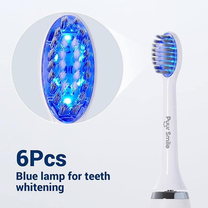 LED Electric Lumi Toothbrush - 2 (Blue led) Brush Heads for Adults | 4 Cleaning Modes with Smart Timer, IPX7 Waterproof, Long-Lasting Battery & Wireless Charging Base (White)