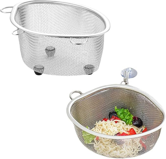 2PCS Sink Strainer, Triangle Strainer Basket Corner Sink Drainer Sink Food Catcher Kitchen Sink Strainer Basket for Kitchen Waste