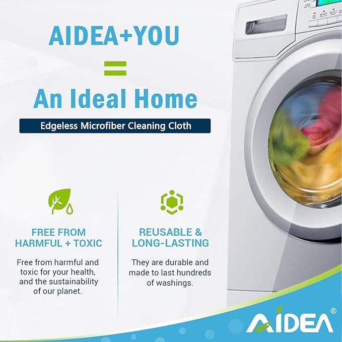 AIDEA Microfiber Cleaning Cloths-100PK, Softer and More Absorbent, Lint-Free, Wash Cloth for Home, Kitchen, Car, Window (12in.x12in.)