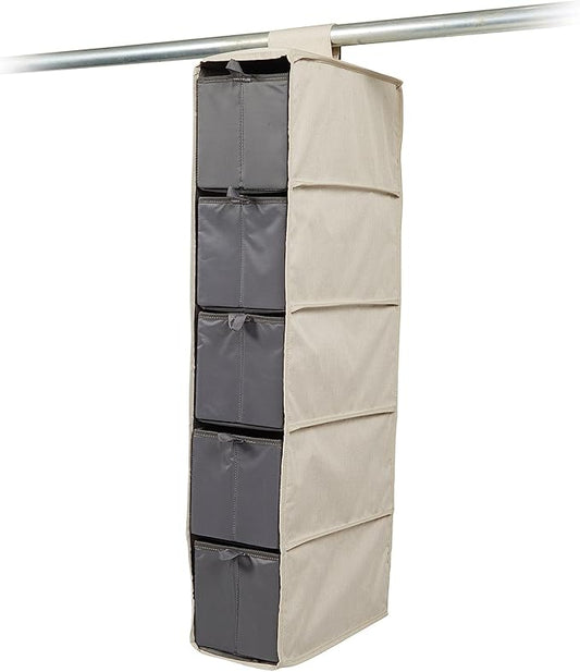Covermates Keepsakes Hanging Shoe Organizer Set - Heavy Duty Material, Sturdy Interior Shelves, Includes Trays with Dividers - Closet Storage, Beige Heather
