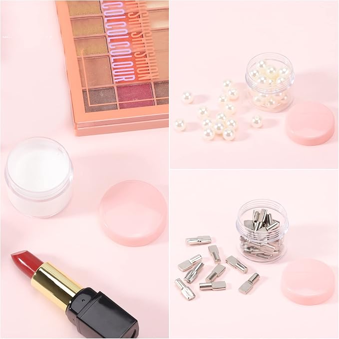 100 Count 20g Sample Containers with Lids，Refillable Cosmetic Containers Small Plastic Jars Lip Scrub Container - Pink