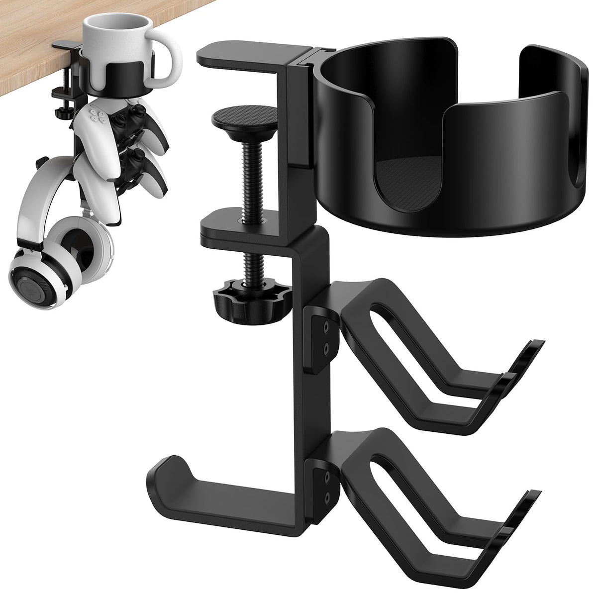 4 in 1 Desk Cup Holder with Headphone Hanger | Laundry & Clothing - Image 1