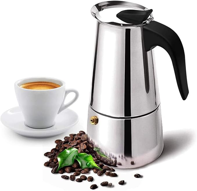 Yosoo Coffee Maker, Stainless Steel Coffee Pot Stovetop Latte Maker Percolator Stove Top Filter Coffee Maker Pot Easy Clean (450ML 9 Cup)
