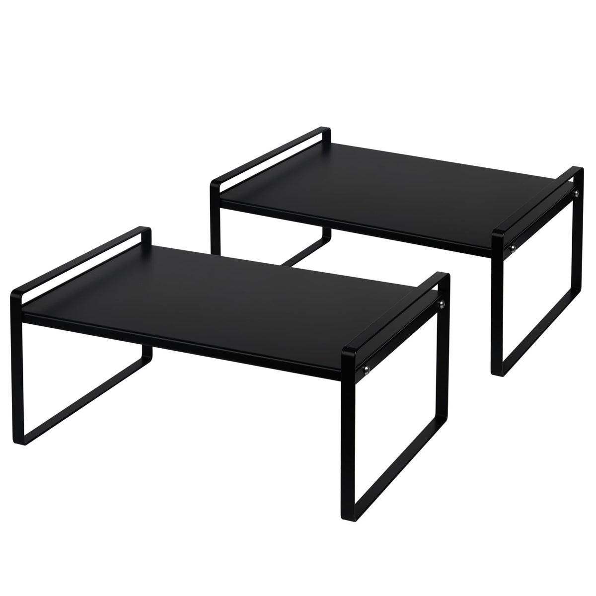 Nxconsu Stackable Cabinet Shelf Organizer 2 Pack, Wide Black - Image 1