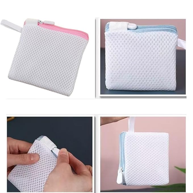 4 Pack Laundry Bags Zipper Mesh Wash Bags Holder for Washing Machine Cleaner Tablets Descaler Deep Cleaning Washer Cleaner Tablet Fabric Smell Deodorizer In-Wash Laundry Scent Booster Beads