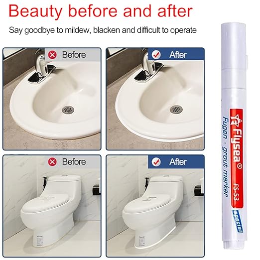 5 Pieces Grout Tile Pen Repair Pen,Renew Tile Lines, Restoring Tile Wall Floor Bathrooms and Kitchen(White)