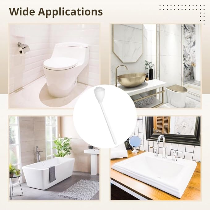 4 Pcs White Soft Swab Toilet Mops for Bathroom, Brushes with Long Handles, Toilet Cleaning Wand Scrubber
