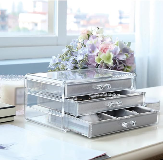 FRCOLOR Professional Makeup Organizer Box Acrylic Jewelry Storage Rack Makeup Case