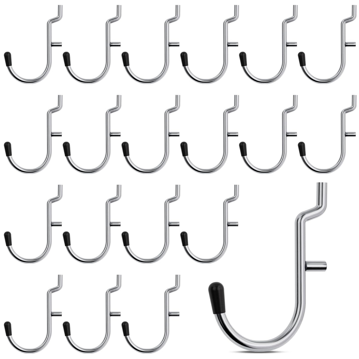INCLY 100PCS 1/4 Inch Pegboard J Hooks with Peg Locks & Rubber - Image 1
