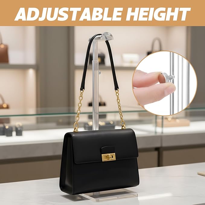3 Pcs Acrylic Purses Display Stand 14 to 24 Height Clear Adjustable Handbag Rack Purse Organizer for Closet Table Bag Hanging Stand for Closet Retail Vendor Commercial Store