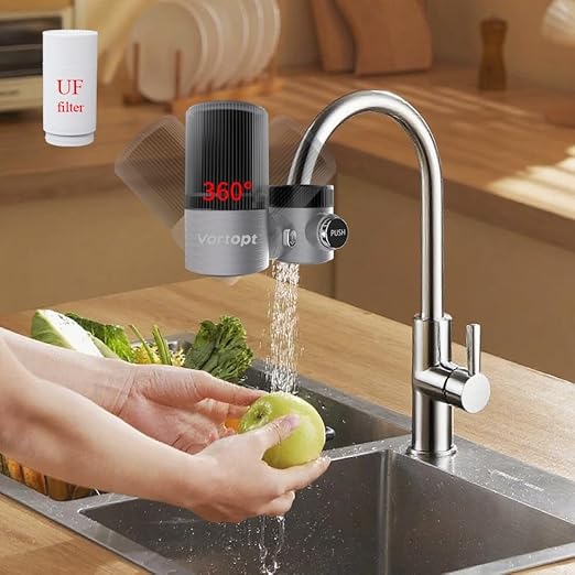 Vortopt Advanced Water Filter for Sink Faucet,360°Rotary Ultrafiltration Bathroom Sink Filter,400 Gallons,Reduces 99% Chlorine,Odor.(T6-UF)