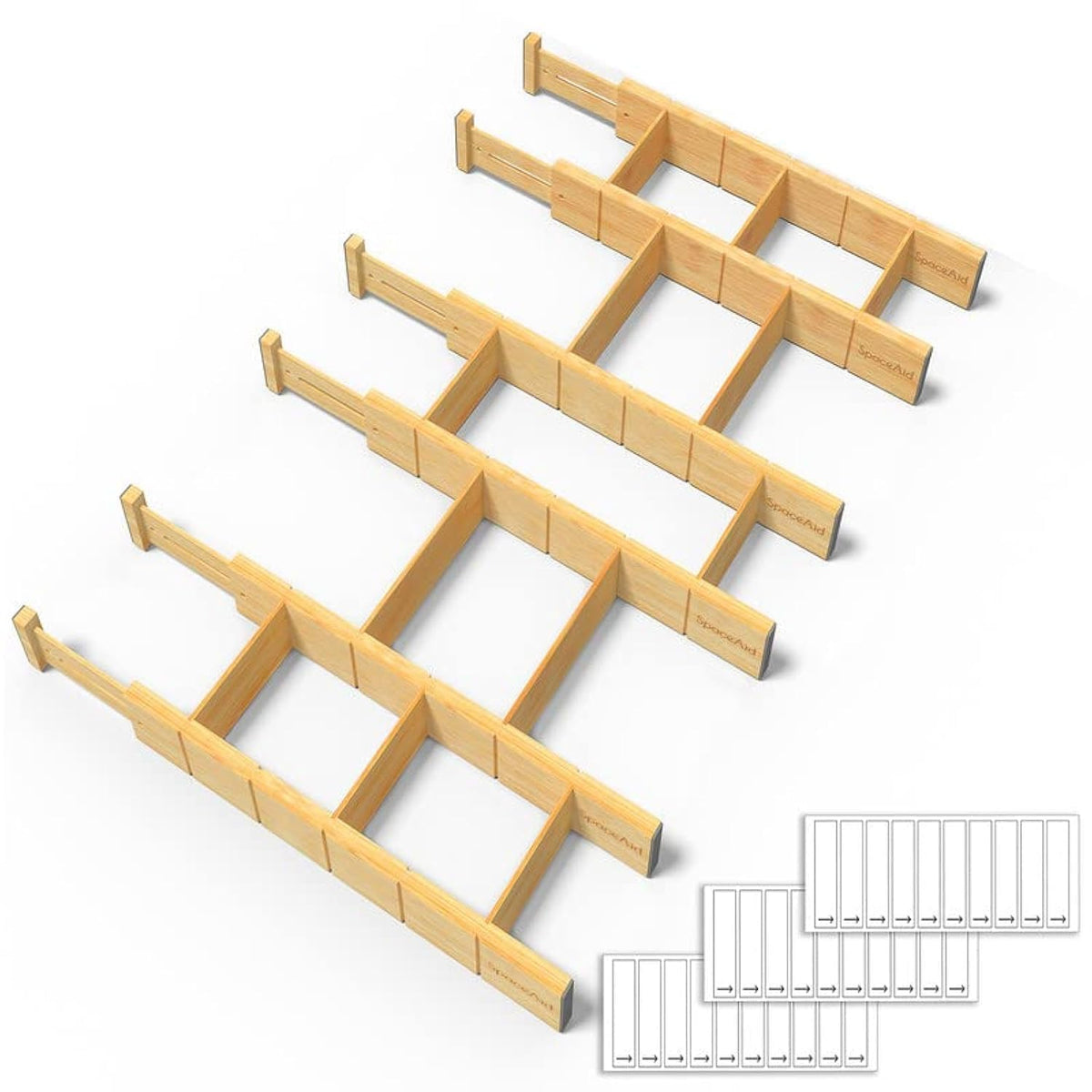 SpaceAid Bamboo Drawer Dividers with Inserts and Labels, Kitchen - Image 1