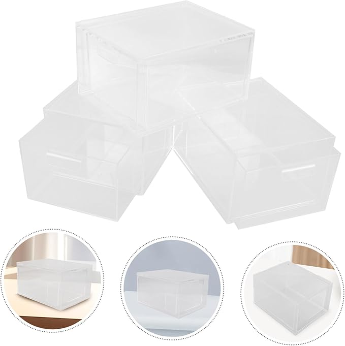KICHOUSE 3pcs Stackable Drawer Organizer Storage Box for Makeup Cosmetics and Desk Supplies Easy Access Drawer Design for Use