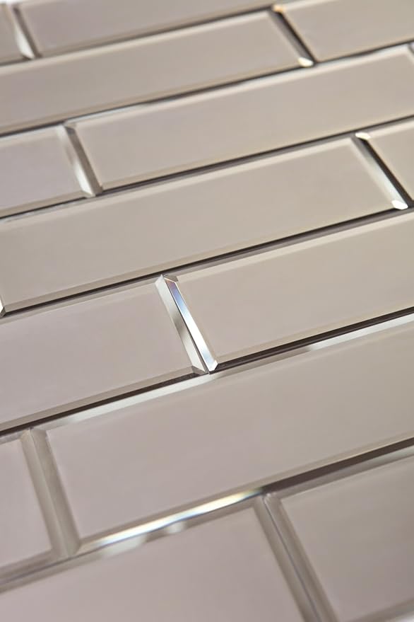 3" X 10" Gold Matte Peel & Stick Glass Mirror Subway Backsplash Kitchen Bathroom Beveled Edge Self Adhesive Tile (10 Pcs 2 Sq.ft)