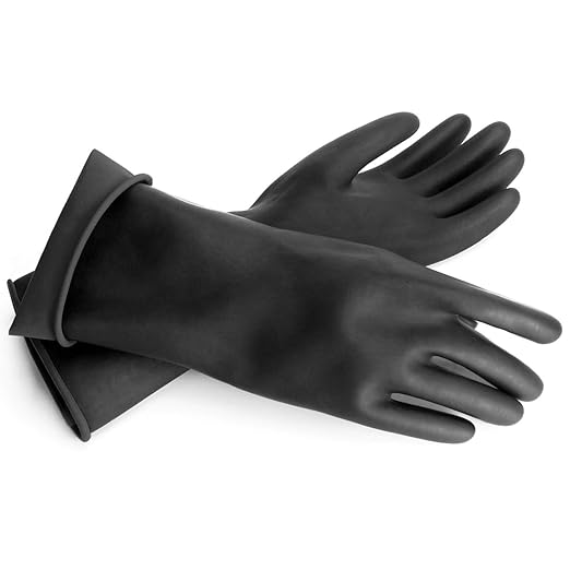 Extra Large Chemical Resistant Gloves, 18" Long Black Waterproof Alkali/Acid/Oil Resistant Reusable Heavy Duty Rubber Gloves for Cleaning, Dishwashing, Gardening