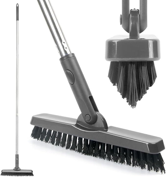 CELOX Grout Brush with Long Handle, Tile Grout Cleaner Brush for Tile Floors, for Shower Tile, for Cleaning Grout, Gray