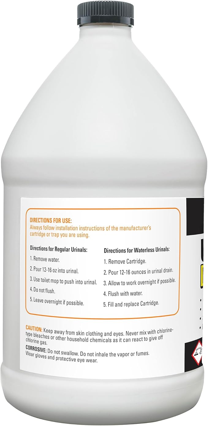Instant Power Professional Urinal Salt Remover - Helps with Uric Salt Buildup, Dissolves Urine Salt, Urinal Drain Cleaner for Regular and Waterless Urinals, Safe on all Toilet Pipes - 1 Gallon