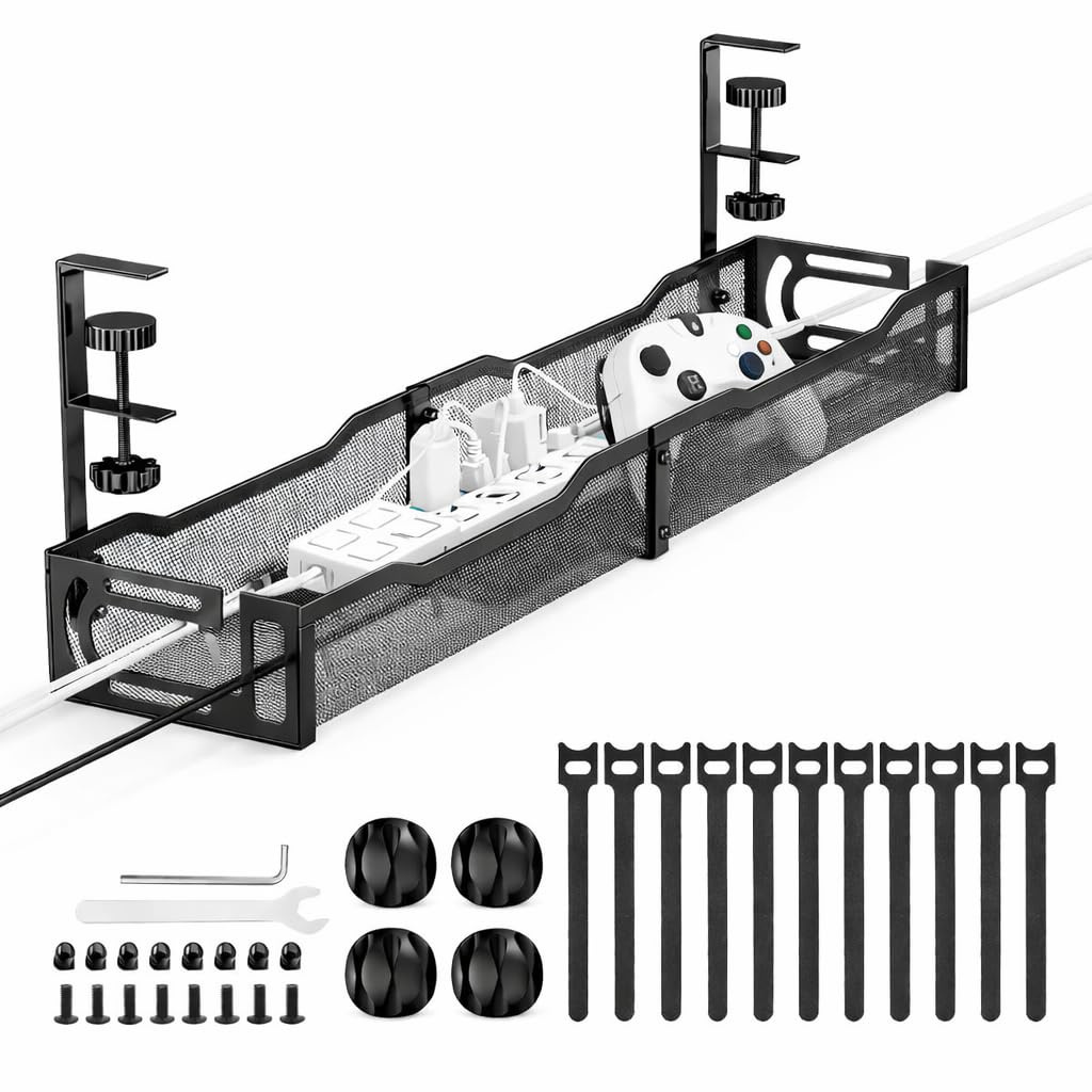Under Desk Cable Management Tray – 25” Metal Cable | Home Organization - Image 1