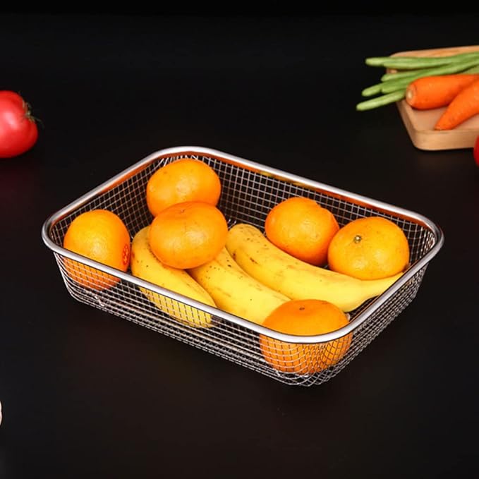 Food Strainers Flour Sifter Stainless Steel Colander Strainer Metal Mesh Vegetable Fruit Colander Kitchen Food Washing Basket Drain Bowls for Home Restaurant Sink Basket