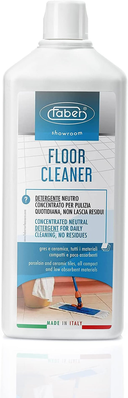 FABER Tile Floor Cleaner – Mop Cleaning Solution – 1L Concentrated Neutral Detergent for Daily Floor Cleaning - Quick Shine Floor Cleaner - Tile Cleaner Liquid Suitable for Porcelain & Ceramic Tiles