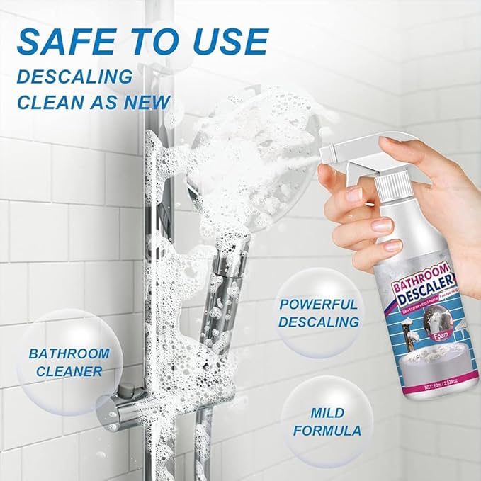 Bathroom Descaler Foam Cleaner, 2025 New Powerful Bathroom Descaler Foam Cleaner Spray, All Purpose Rinse Cleaning Foams for Shower Room, Glass, Sink, Toilet, Bathtub (3)
