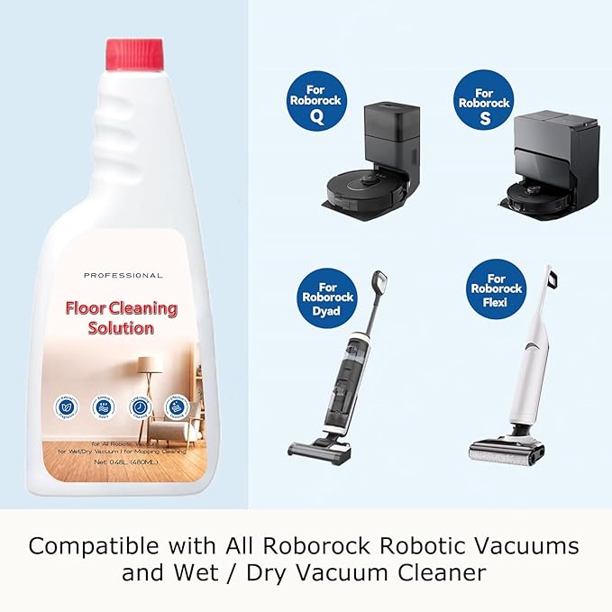 Floor Cleaning Solution Compatible with Roborock Vacuum Mop Solution Citrus Scented, Residue & Streak Free Deep Clean for Hardwood, for Roborock Saros 10/10R/Z70, Q7 Q8 Q10 S7 S8 Qrevo Series and More