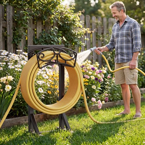 Garden Hose Holder Stand, Freestanding Metal Water Hose - Image 3