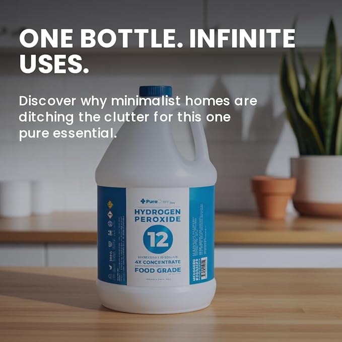 Hydrogen Peroxide 12 Percent 1 Gallon - Multi-Surface Cleaner for Counters, Bathtubs, Floors, Carpets, Cold Plunge and More.