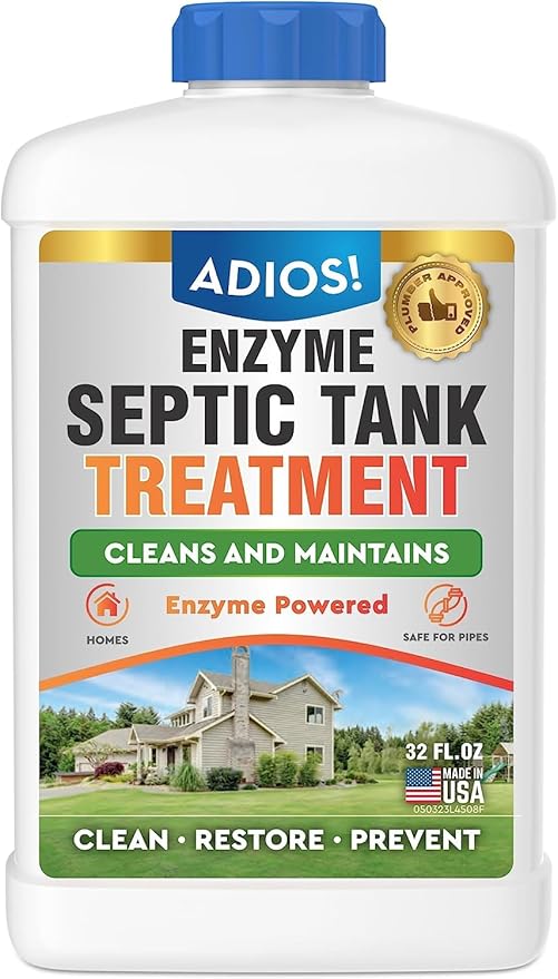 Enzyme Septic Tank Treatment, Natural Drain Safe Cleaner for Septics, Pipes and Drain Fields - Quart (32 oz)