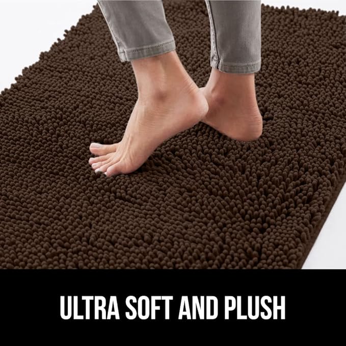 GORILLA GRIP SoakSTOPPER Dog Door Mat, 30x20 Machine Washable Rug Absorbent Doormat Captures Moisture Mud Dirt, Quick Dry Soft Chenille Entryway Rugs Indoor Entrance Mats for Dog Paws, Brown
