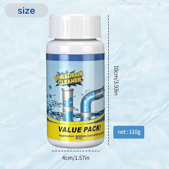 2 Pcs Sink and Drain Cleaner, Powerful Pipe Dredge Sink Cleaner Powder, Fast Foaming Drain Cleaner Pipeline Dredging Agent for Kitchen Toilet Pipeline Quick Cleaning (2)