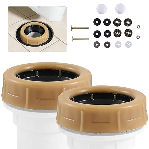 2 PCS Extra Thick Toilet Wax Ring Replacement Kit, Universal Wax Seal Fits 3" & 4" Drain Pipes, Includes Bolts & Washers, Easy Installation, Compatible with Below-Floor or Level Flanges