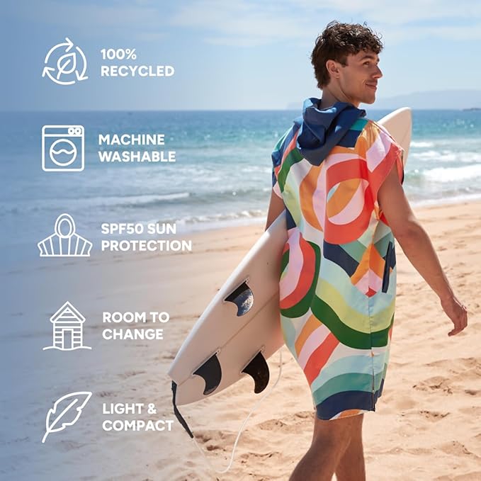 Dock & Bay Adult Poncho - Hooded Towel with Deep Pockets, Changing Robe - Quick Dry - Compact, Lightweight - Includes Bag