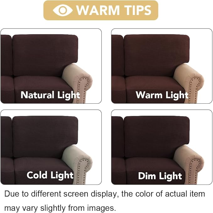H.VERSAILTEX Multi-Pieces Sofa Covers Stretch Couch Covers Form Fitted Seats and Back Cushions Covers (3 Seat Covers Plus 3 Back Cusion Covers, Bonus 2 Armrest Covers), Chocolate