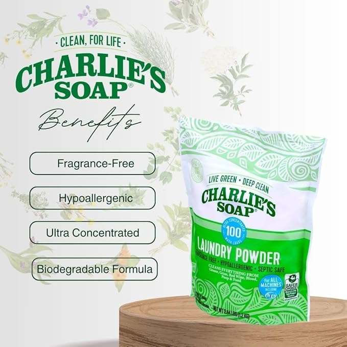 Charlie’s Soap Baby Variety Pack Pre Spray 32 Oz, Laundry Powder (100 Load), Bundle (Pack of 2)