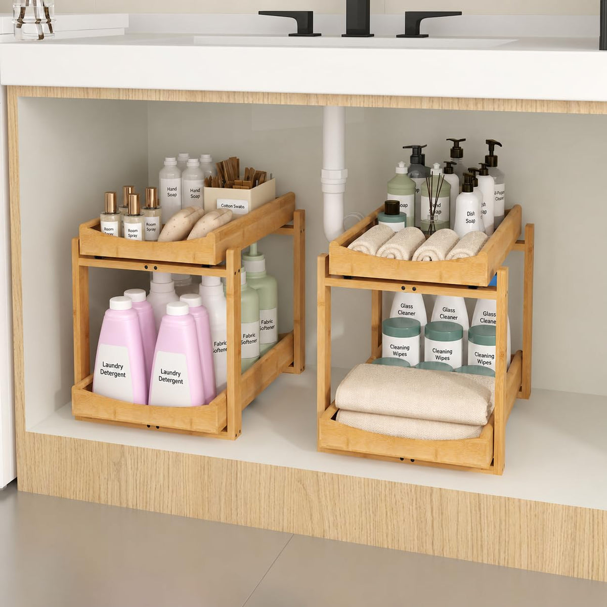 MHXW SXPN Bamboo Under Sink Organizer, 2 Pack Pull O | All Products - Image 1
