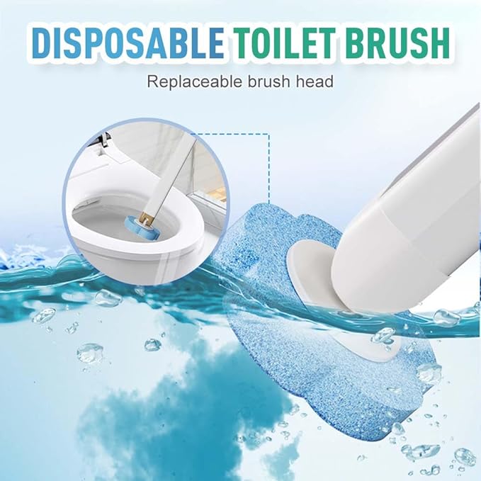 Upgrade Disposable Toilet Brush, Disposable Toilet Cleaning Set with Holder & Refills, Extended Handle Bowl Brush for Hygienic Bathroom Maintenance, 18 Disinfecting Heads Included (Gray)