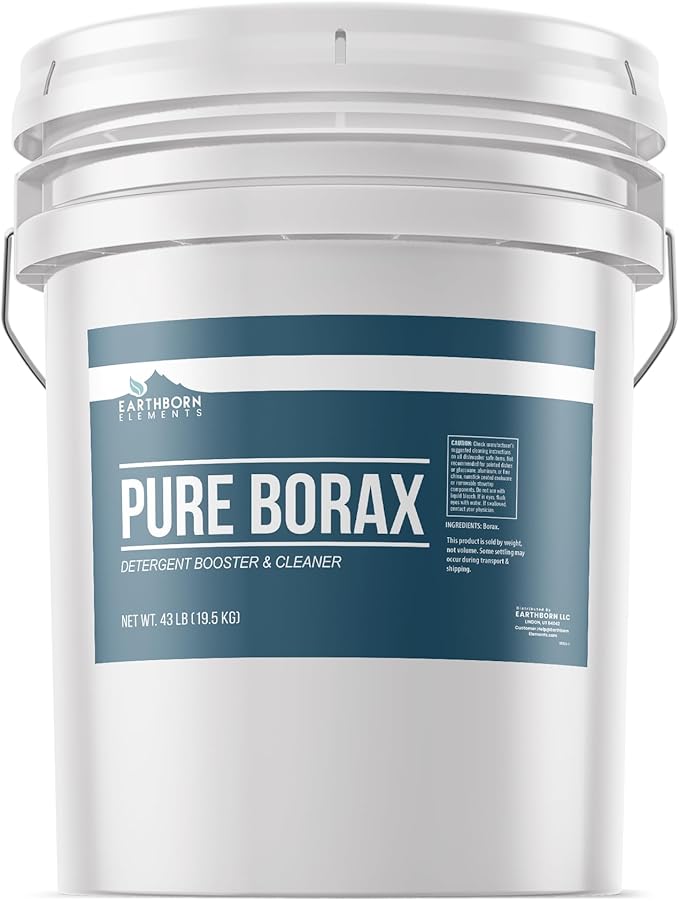 Earthborn Elements Borax Powder (5 Gallons), Multipurpose Cleaner & Detergent Booster, Resealable Tub