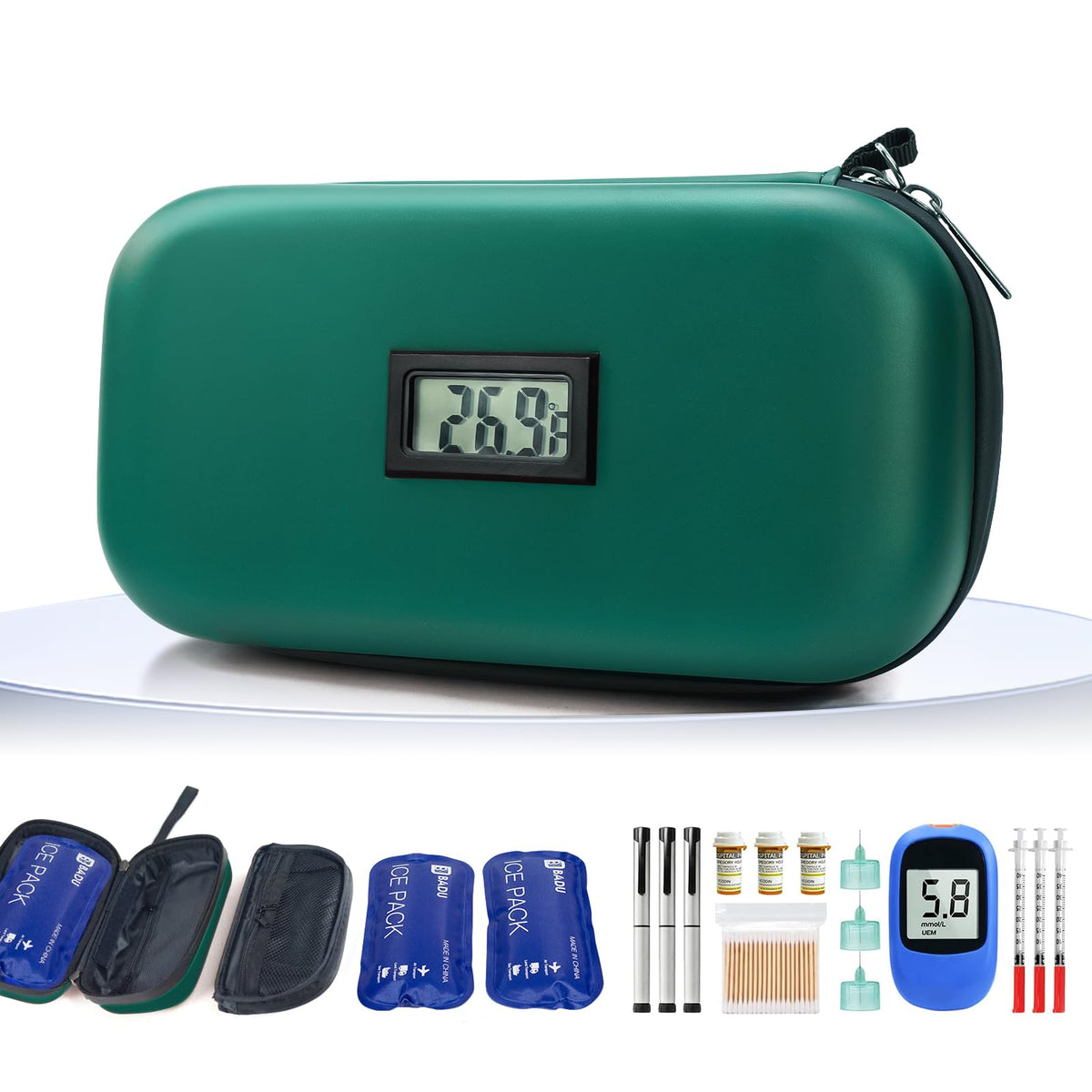 Insulin Cooler Travel Case TSA Approved 2*180g Ice Pack,Temp - Image 1