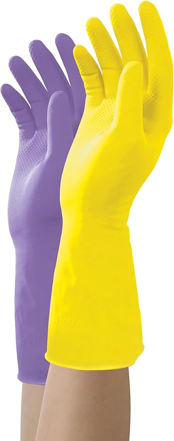 Mr. Clean Large Reusable Latex Gloves, 2 Color, 2 Pairs