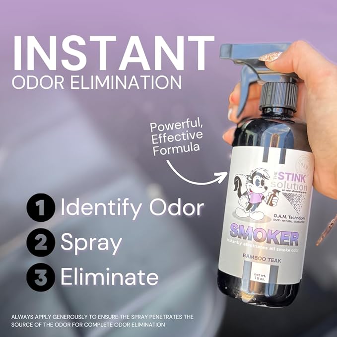 The Stink Solution Smoke Odor Eliminator Spray for Home, Car, Clothes, Hands, Hair, and More Completely Neutralizes All Types of Smoke Odor Best Smoke Smell Remover Bamboo Teak & Sky Blue - 2 Gallons