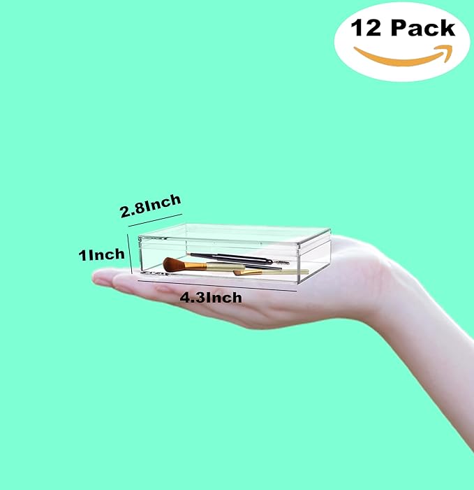 Acrylic Boxes Small Clear Box with Lid 12 Pieces Transparent Wedding Party Favor Candy Box Plastic Square Cube Storage Box Containers for Wedding Birthday Easter Party Favor