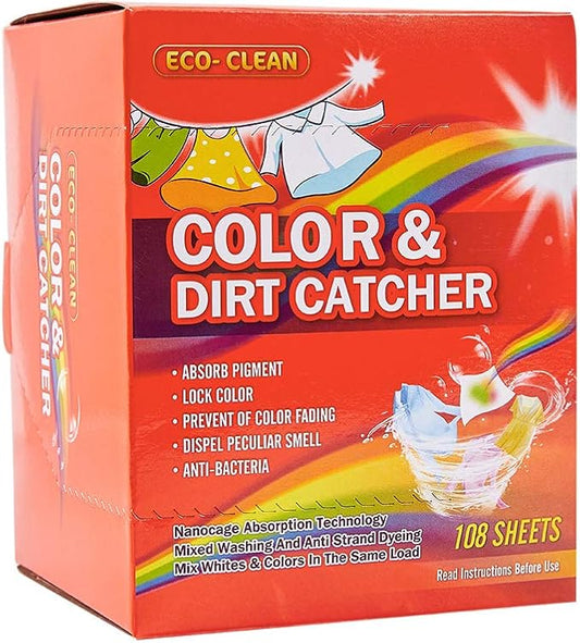 Dye Trapping Sheets, 108 Count Color Keeper Sheets for Laundry, Prevent Light Colored Clothes from Being Dyed