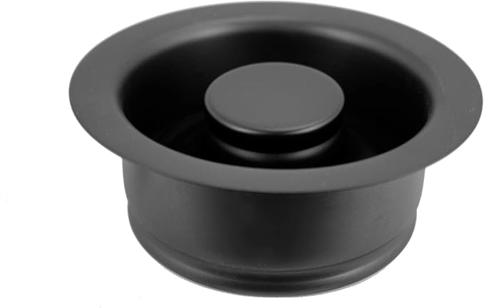 Westbrass D2165-62 Post Style Large Kitchen Basket Strainer with Waste Disposal Flange and Stopper, Matte Black
