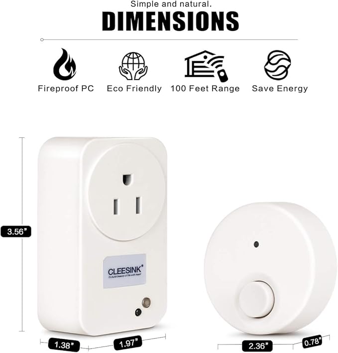 Garbage Disposal Wireless Switch Kit, Self-Powered Portable Remote Control Outlet On Off by CLEESINK