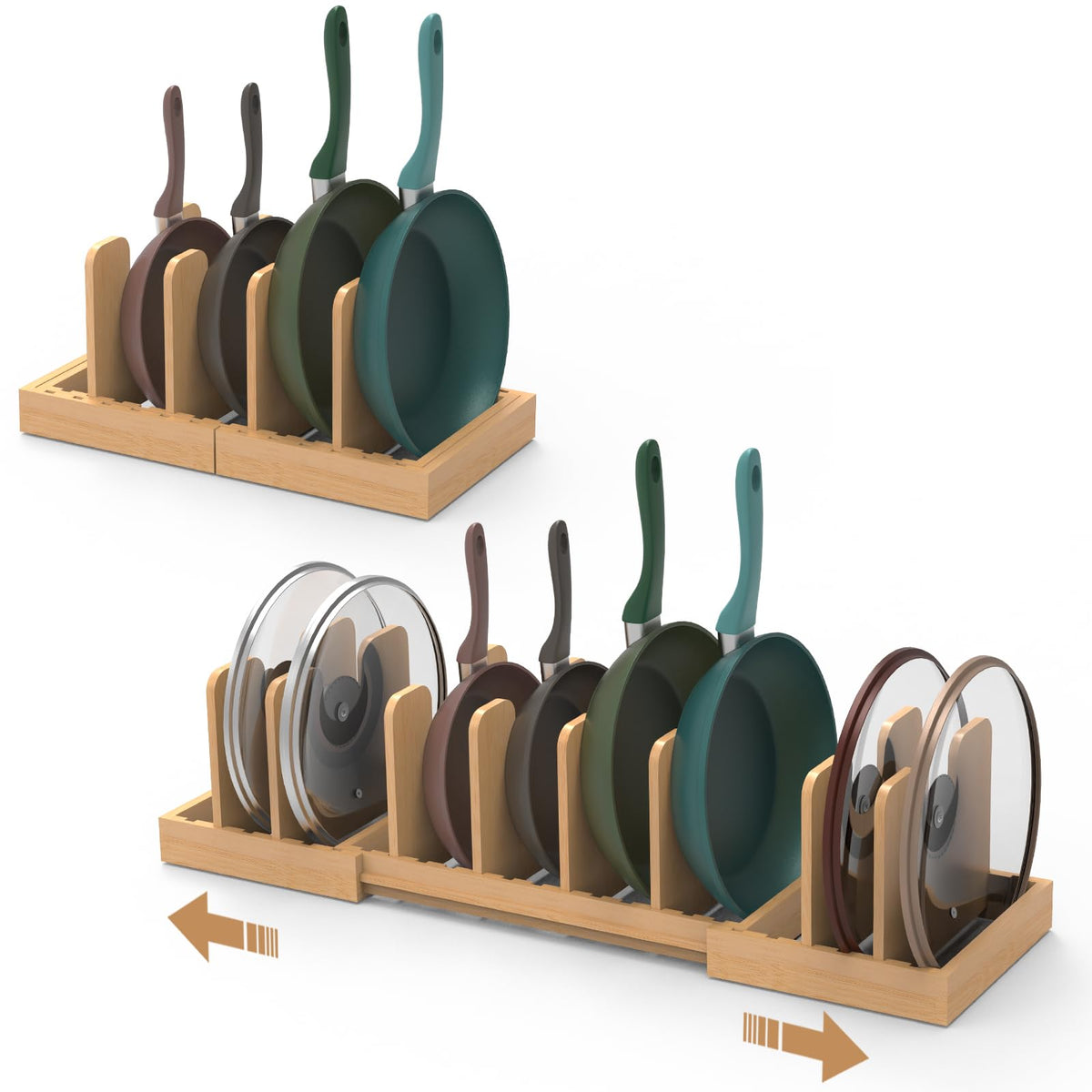 Bamboo Pot and Pan Organizer,Pots and Pans Organizer under - Image 1