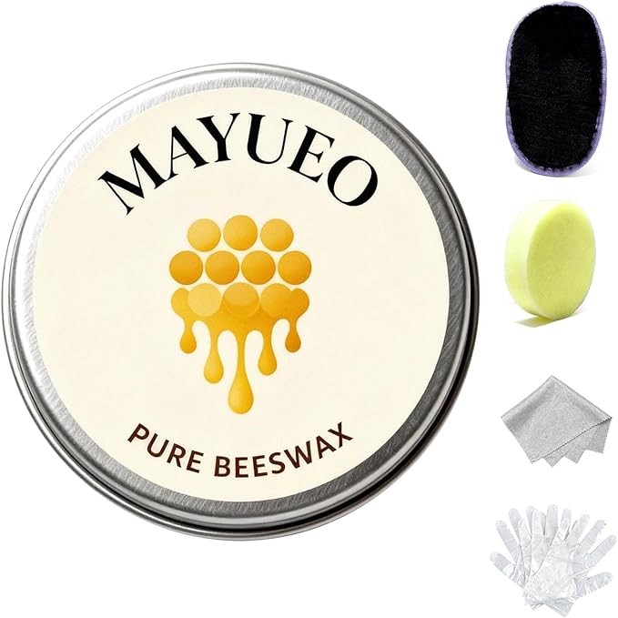 100ml-Beeswax Furniture Polish,Wood/Leather Conditioner + Polishing Tools– Natural Wood Polish with Sweet Orange Oil – Non-Toxic, Chemical-Free, Safe for Kids & Pets