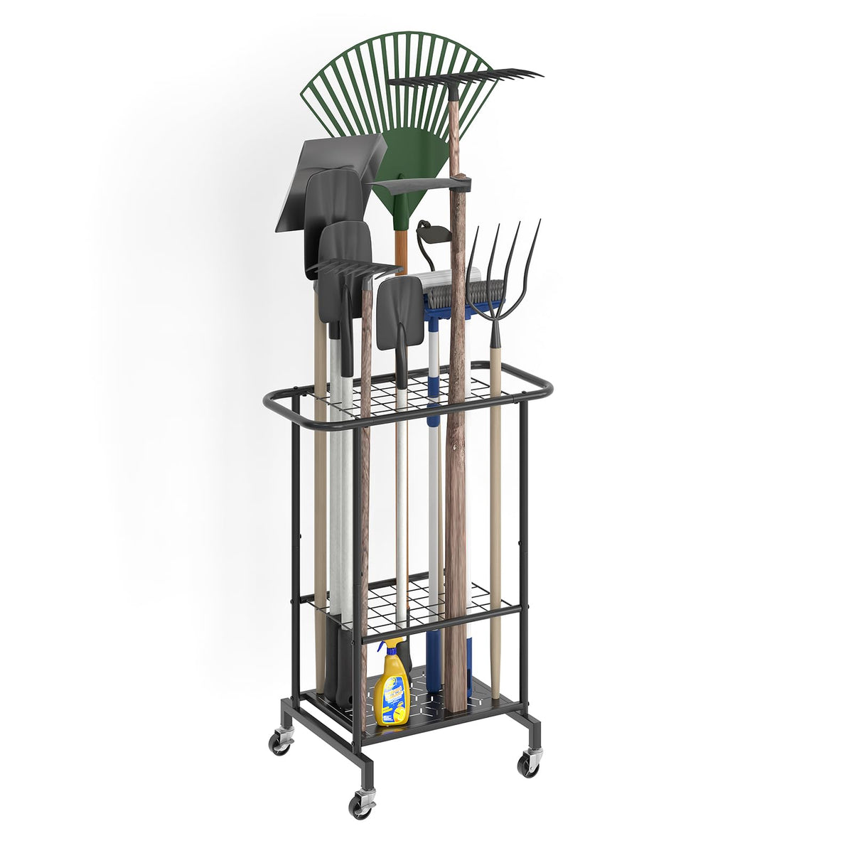 Garden Tool Organizer with Wheels, Heavy Duty Metal Garage - Image 1